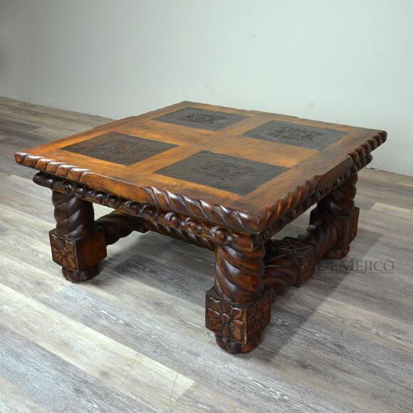 tooled leather coffee table