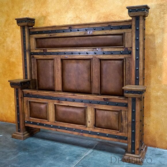 Hacienda Leather Bed, Spanish Style Bed