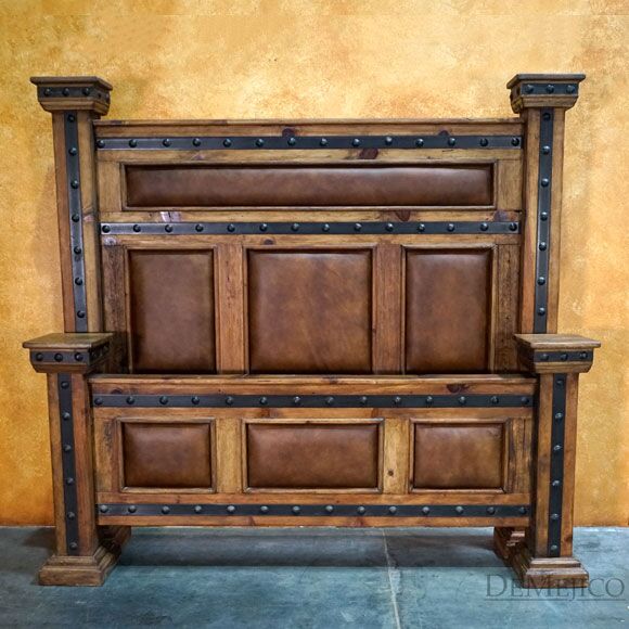 Hacienda Leather Bed, Spanish Style Bed