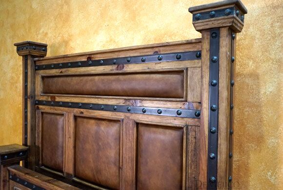 Hacienda Leather Bed, Spanish Style Bed