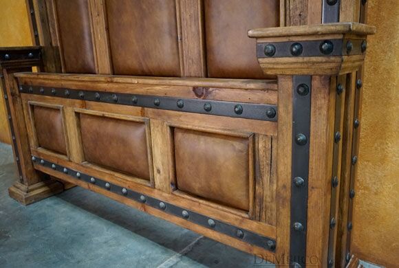 Hacienda Leather Bed, Spanish Style Bed