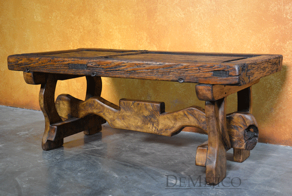 Small Yugos Coffee Table, Rustic Old Door Coffee Table