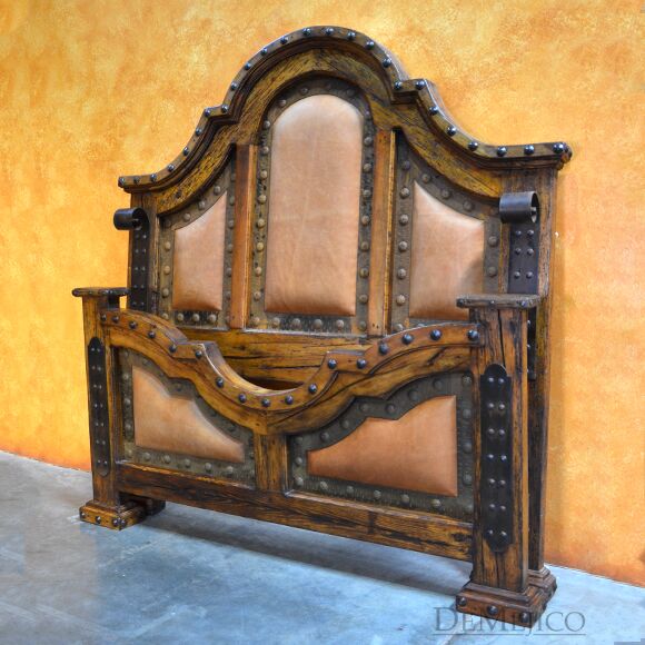 Chapital Leather Bed, Tooled Leather Bed