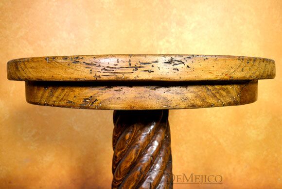 Old Wood Indonesia Redonda, Round End Table, Spanish End Table