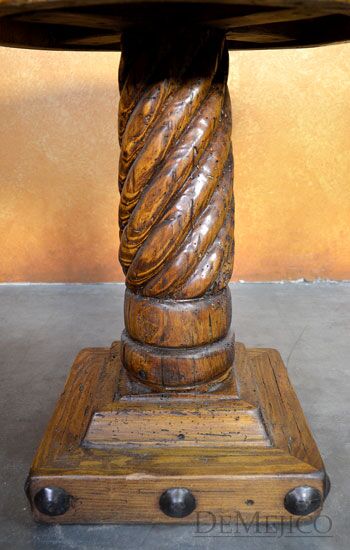 Old Wood Indonesia Redonda, Round End Table, Spanish End Table