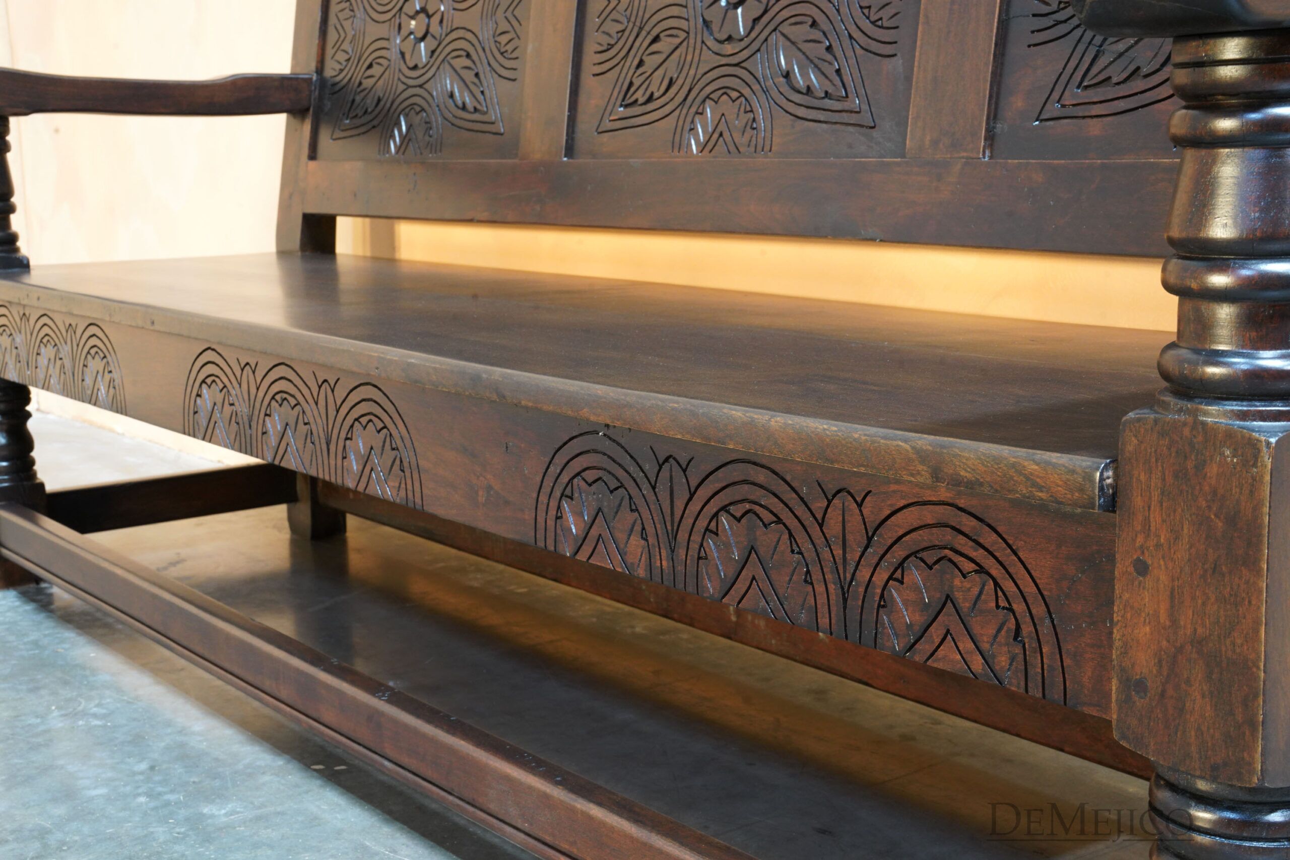 Banca Guadalupe, Spanish Bench, Spanish Colonial Chairs, Outdoor Bench, Hand Carved Bench