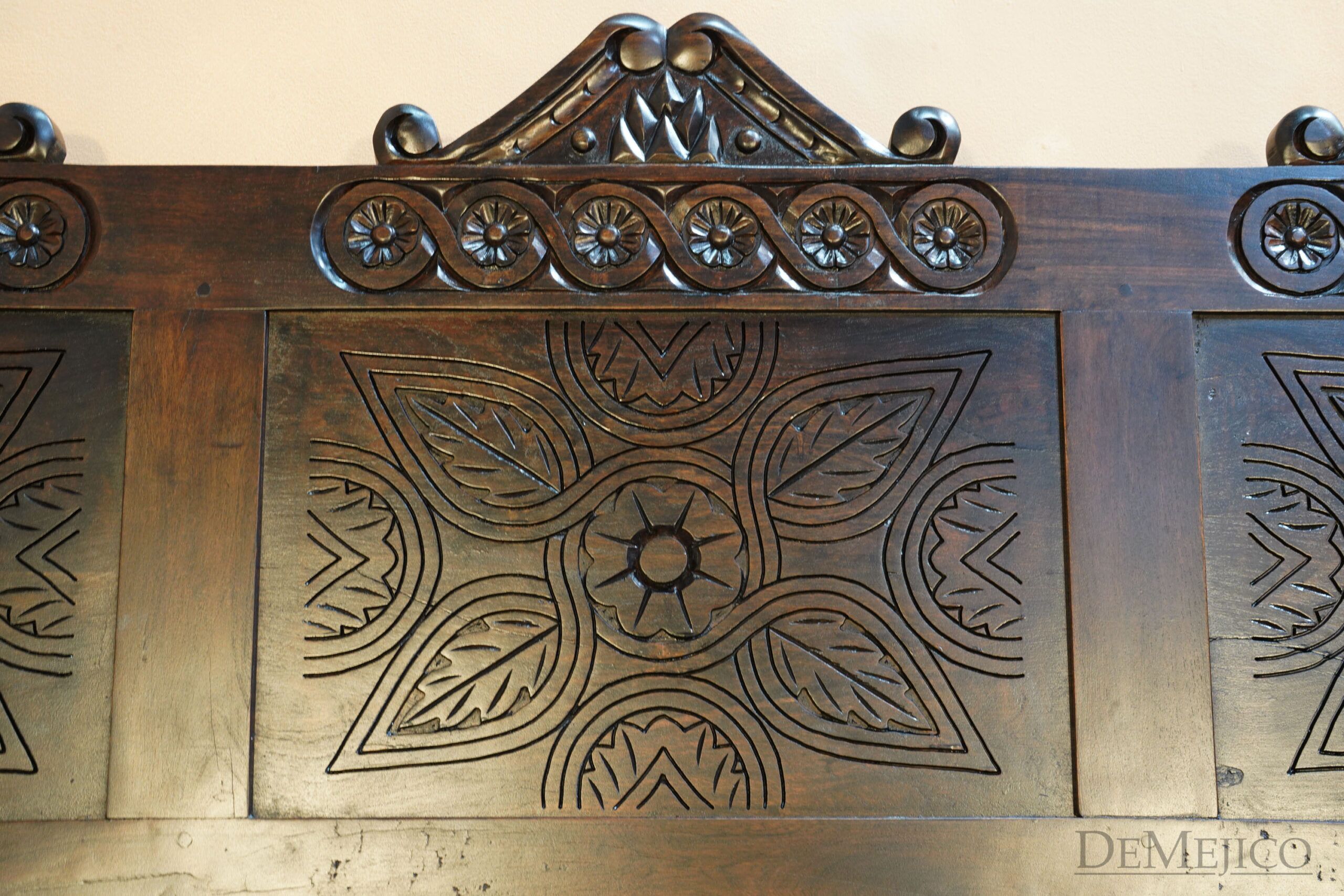 Banca Guadalupe, Spanish Bench, Spanish Colonial Chairs, Outdoor Bench, Hand Carved Bench