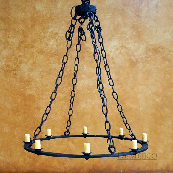 Slim Rustic Chandelier, Round Spanish Chandelier
