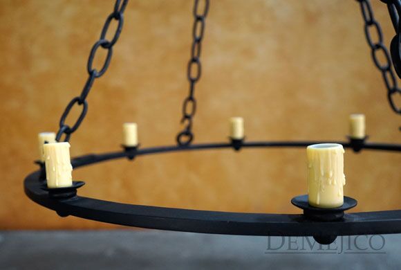 Slim Rustic Chandelier, Round Spanish Chandelier