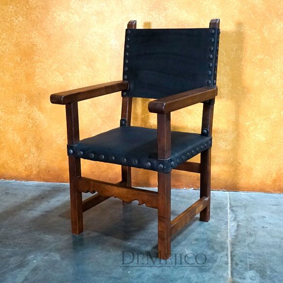 Spanish Colonial Chair with Arms, Traditional Mexican Chair