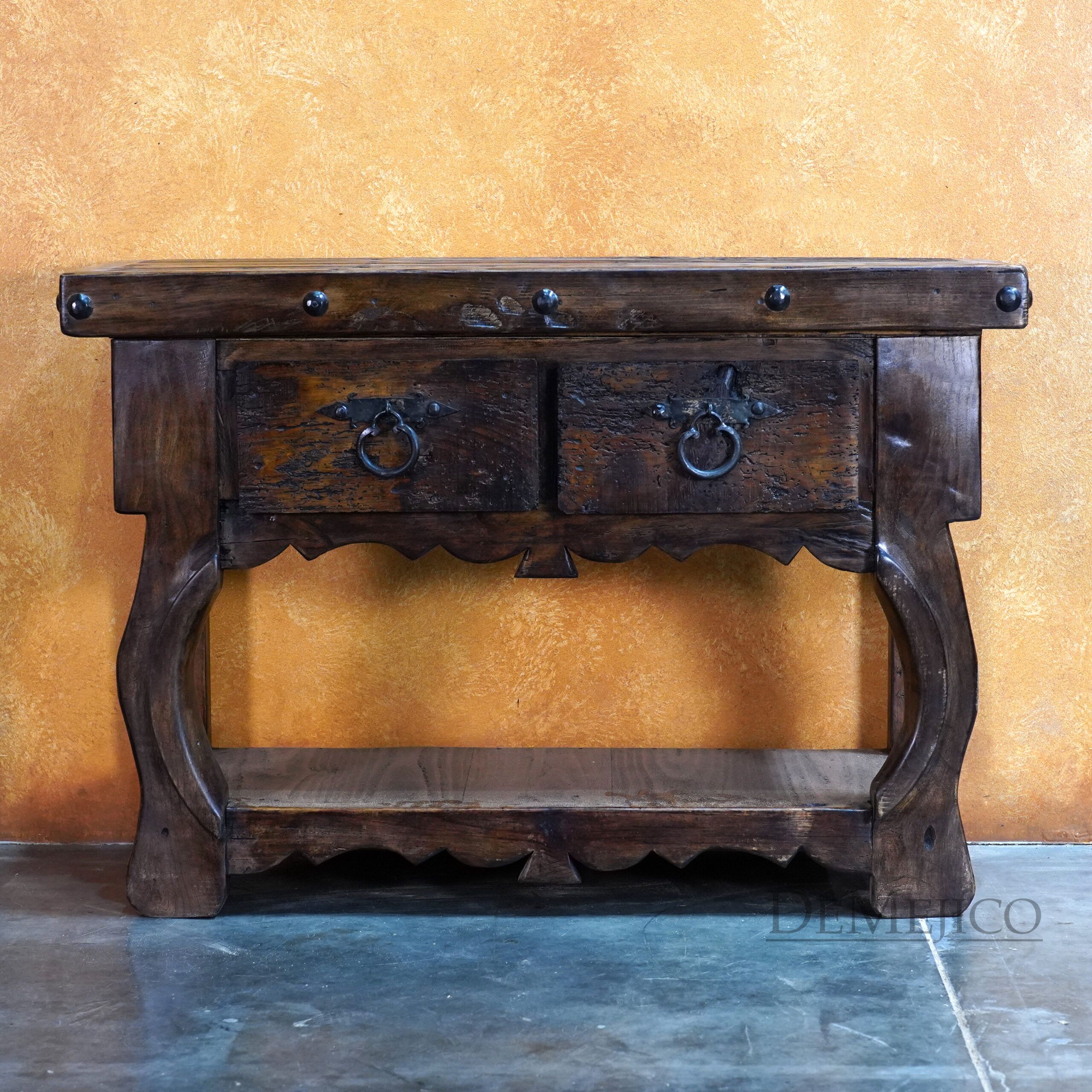 Yugos Reclaimed Wood Console Table, Southwest Style Storage Console