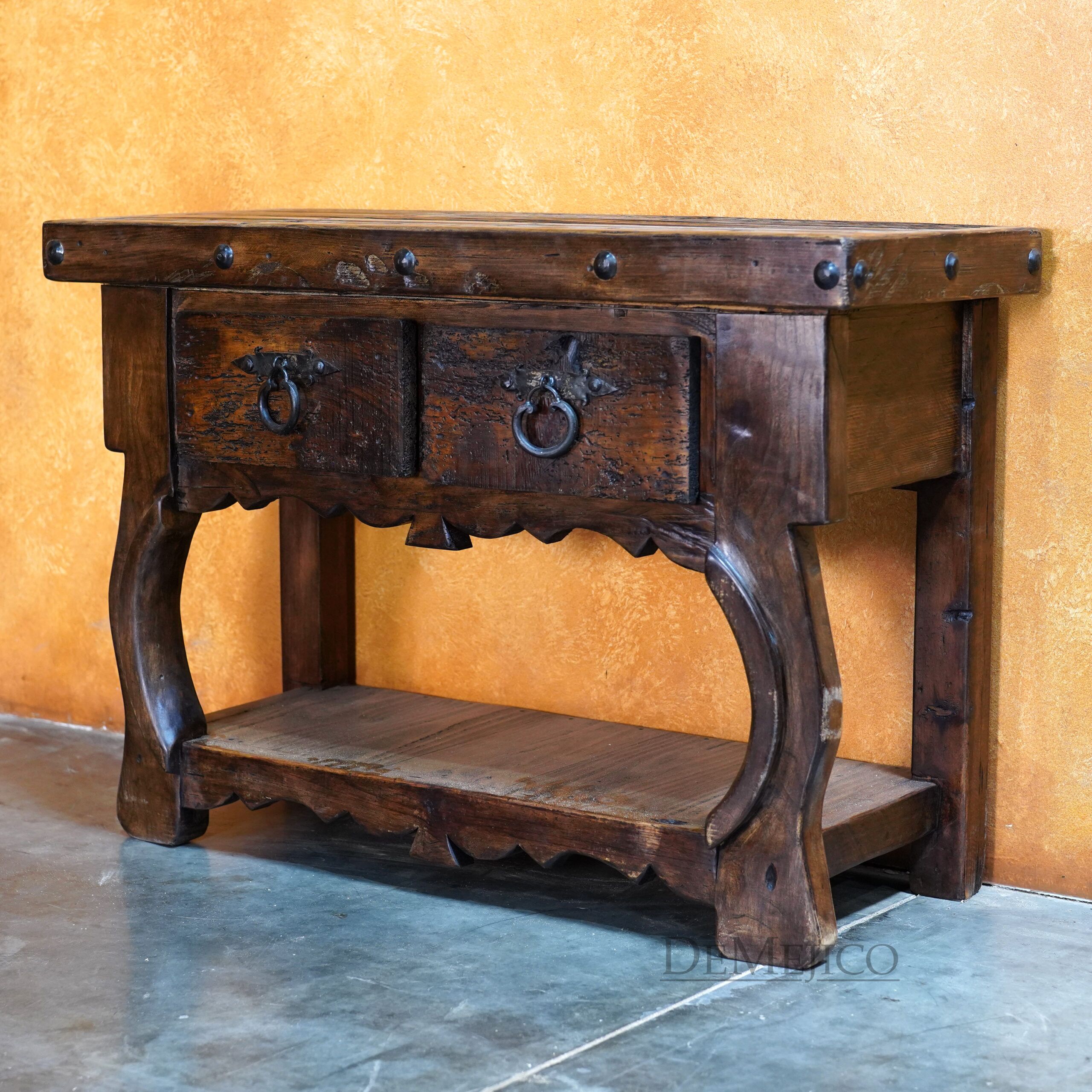 Yugos Reclaimed Wood Console Table, Southwest Style Storage Console
