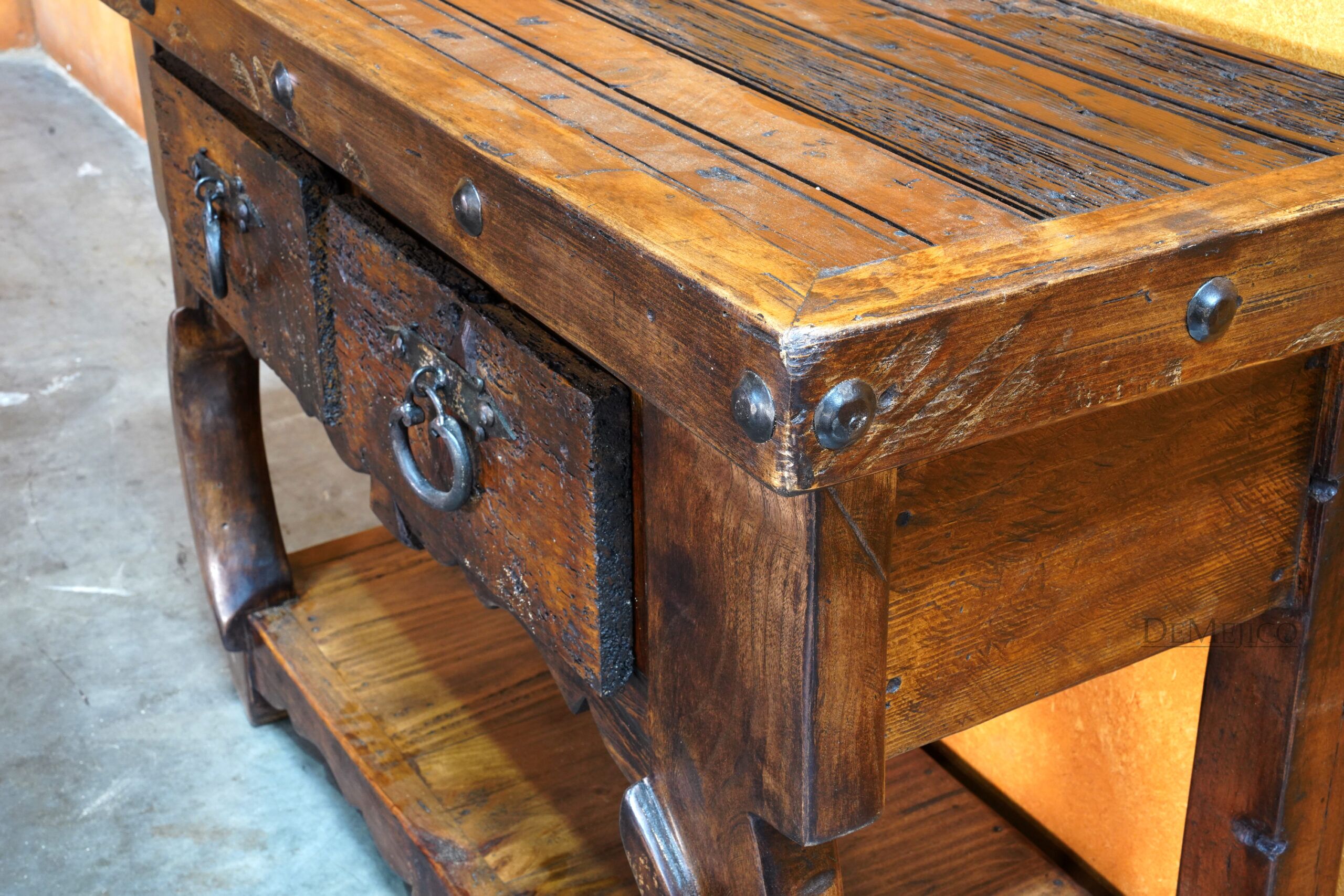 Yugos Reclaimed Wood Console Table, Southwest Style Storage Console