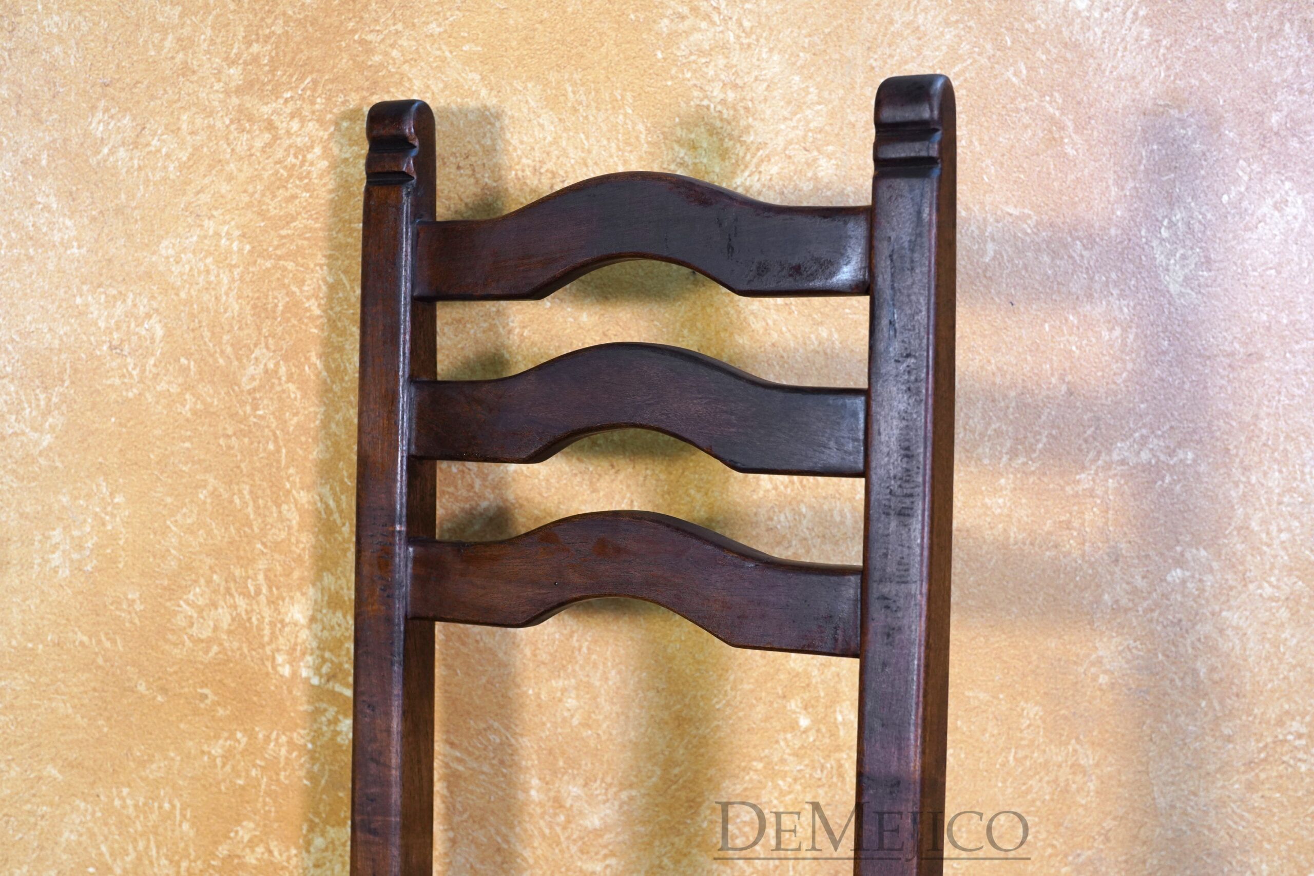 Silla Teco with Leather, Spanish Wood Ladder Chair - Demejico