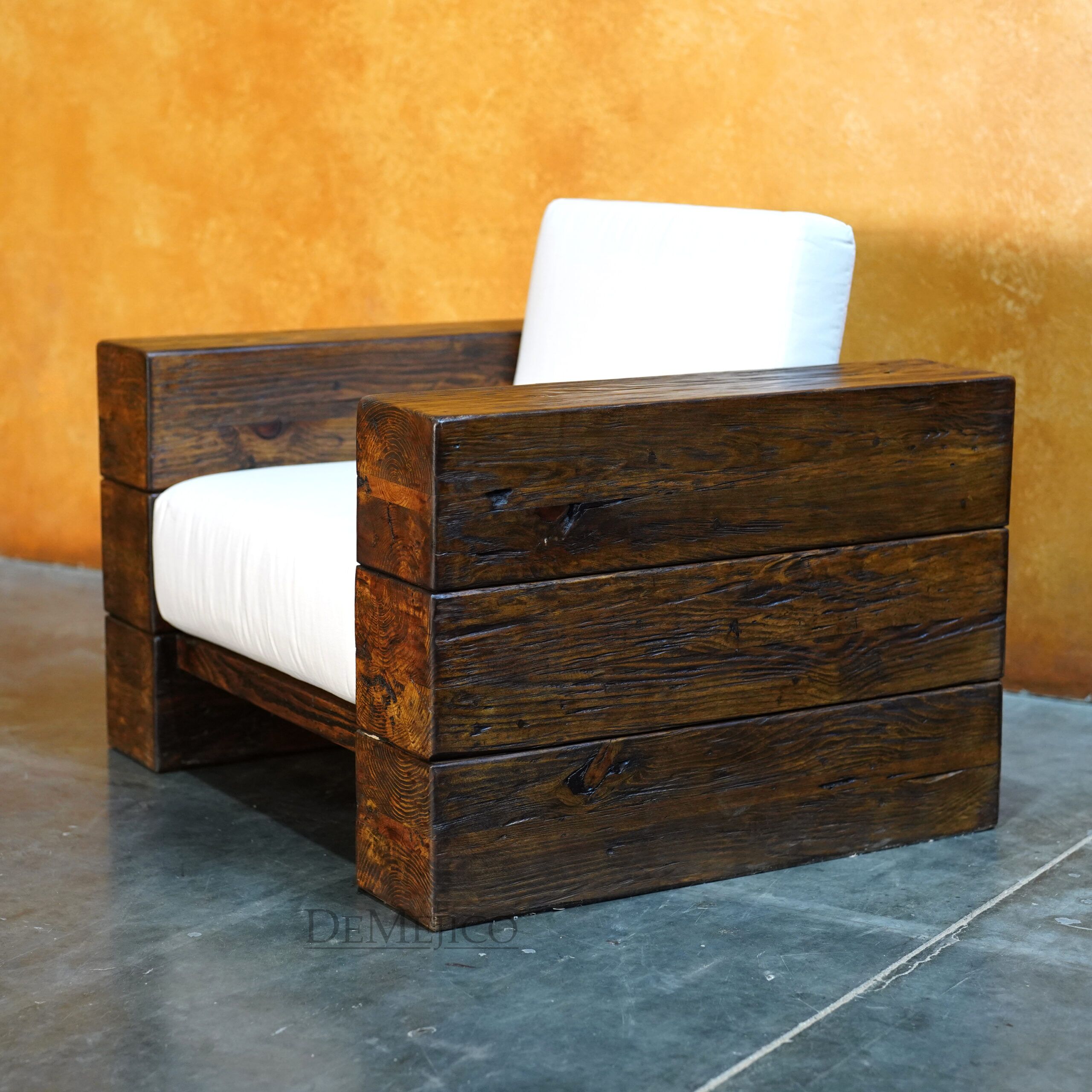 Vigas Armchair, Rustic Wood Frame Armchair - Demejico