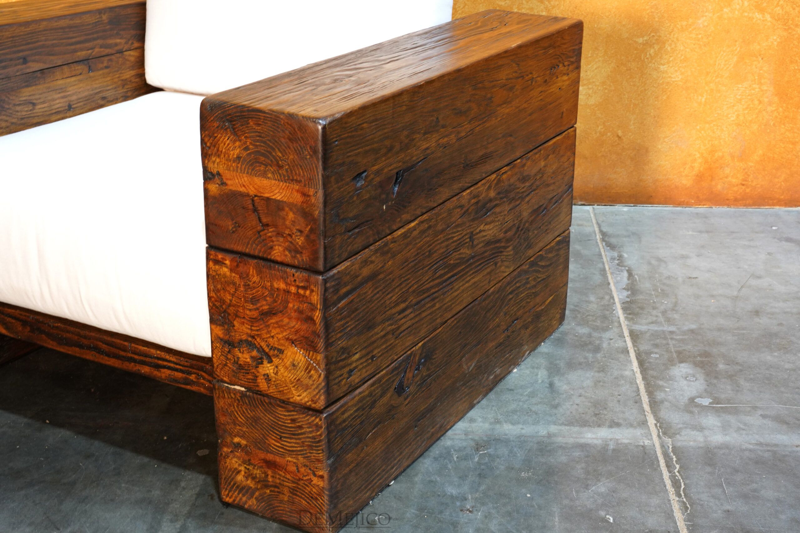 Vigas Armchair, Rustic Wood Frame Armchair - Demejico