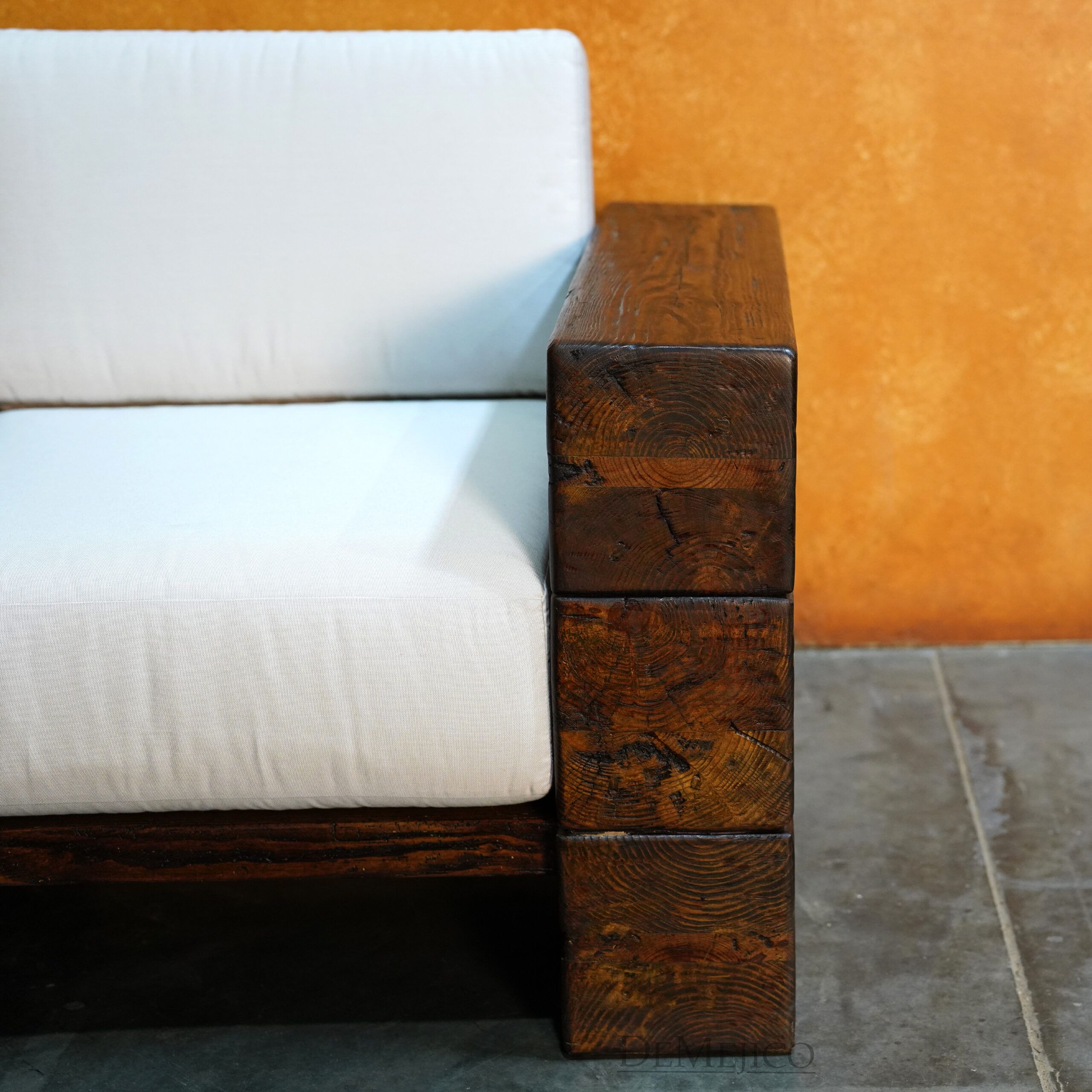 Vigas Armchair, Rustic Wood Frame Armchair - Demejico