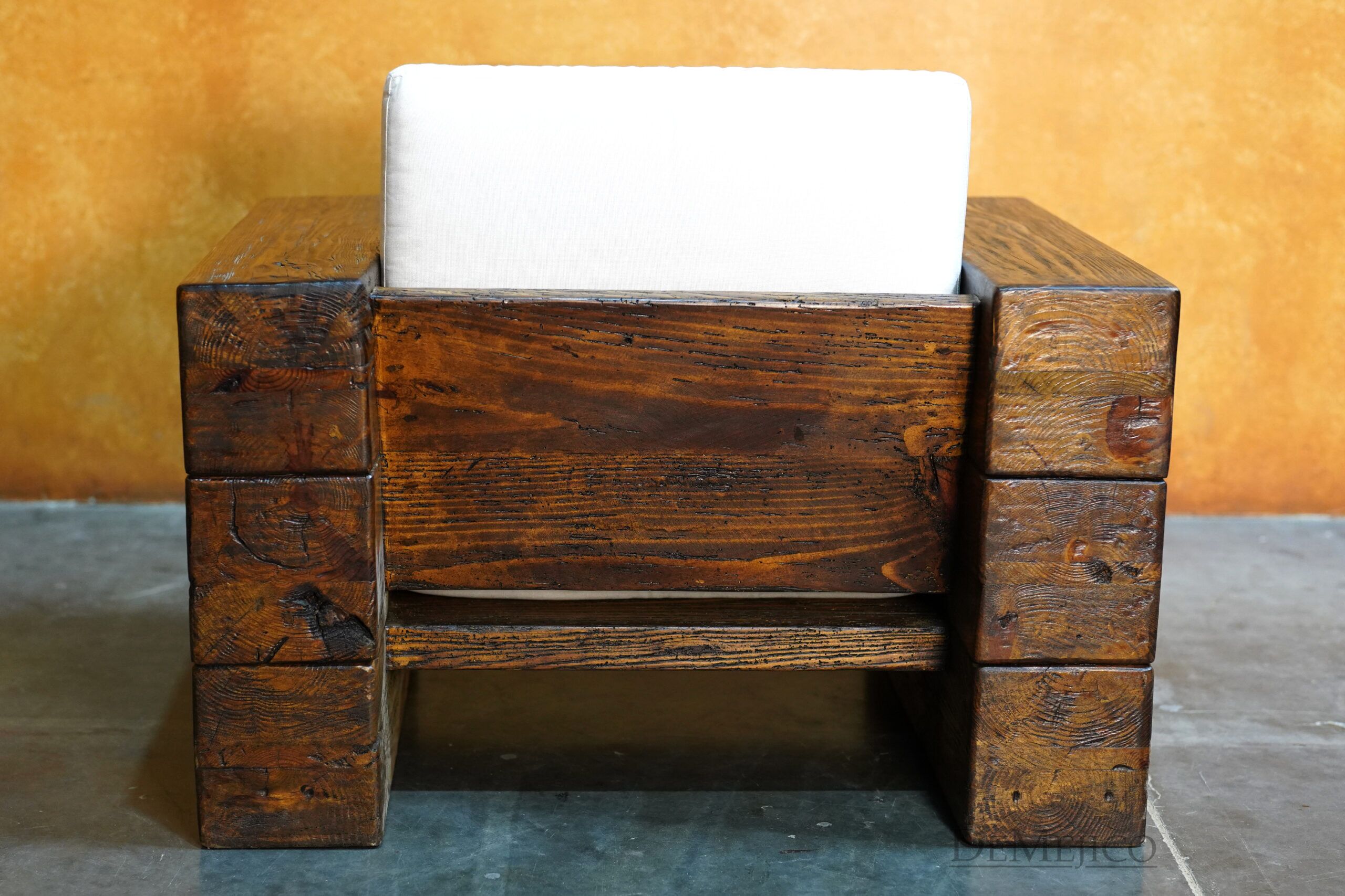 Vigas Armchair, Rustic Wood Frame Armchair - Demejico