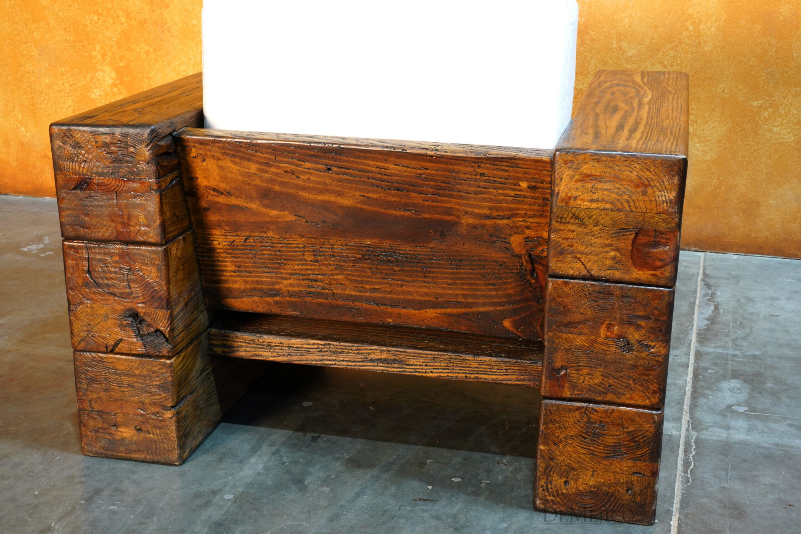 Vigas Armchair, Rustic Wood Frame Armchair - Demejico