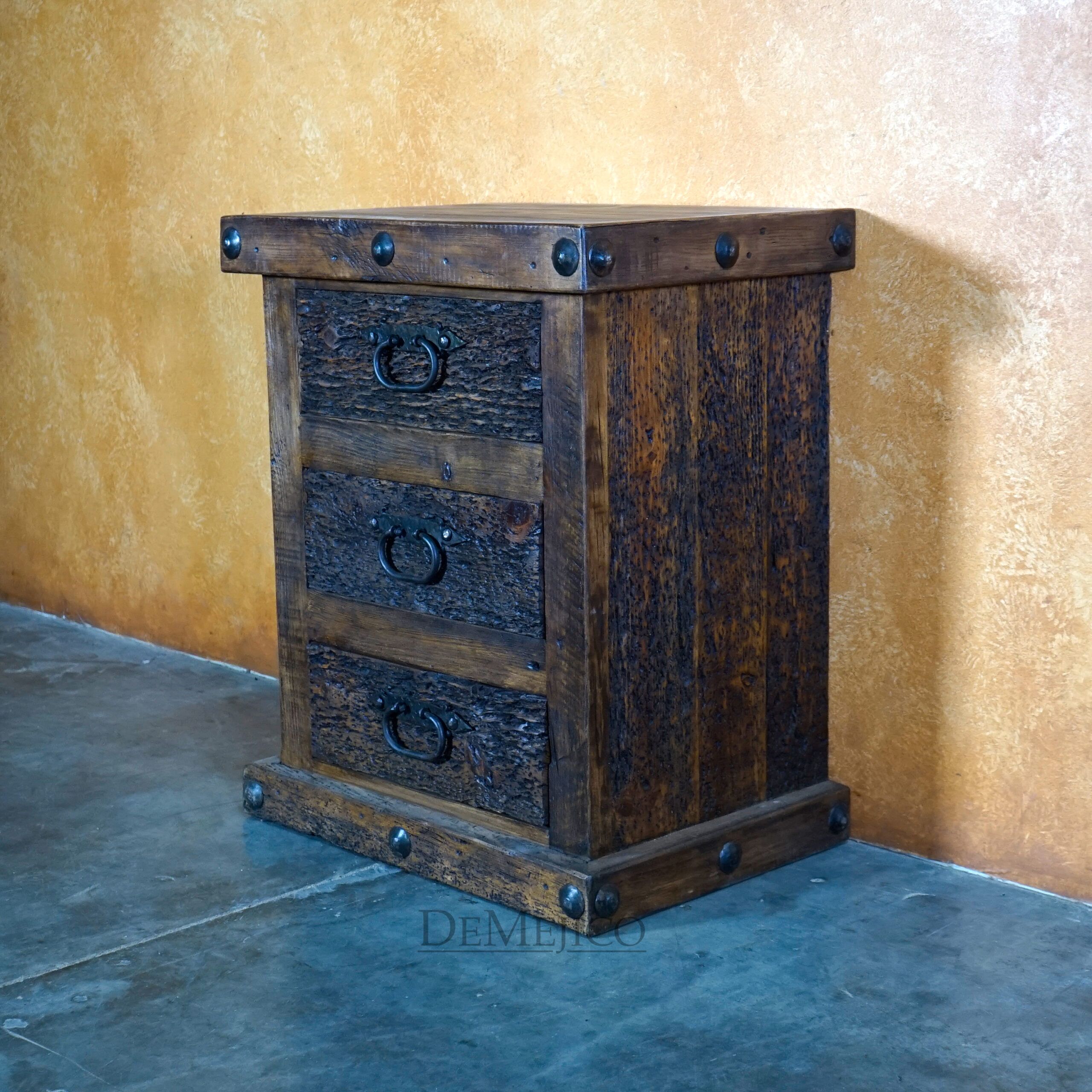 3 Drawer Troje Rustic Nightstand, Old World Nightstand - Demejico