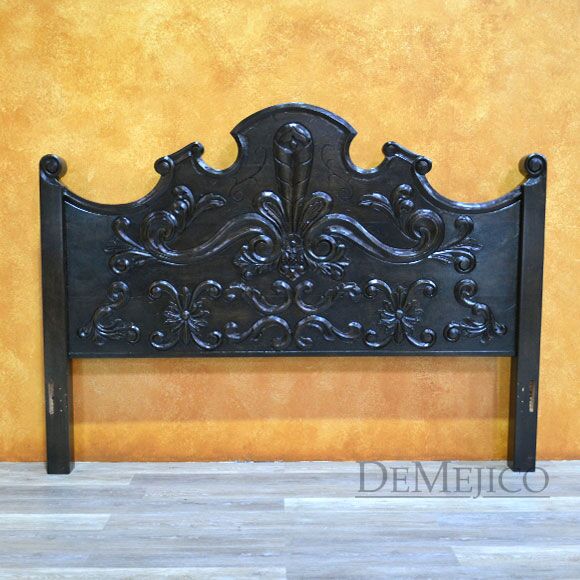 Dark Conquista Bed, Spanish Colonial Bed, Hand Carved Bed