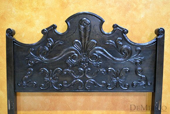 Dark Conquista Bed, Spanish Colonial Bed, Hand Carved Bed
