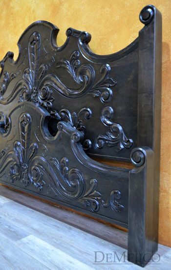 Dark Conquista Bed, Spanish Colonial Bed, Hand Carved Bed