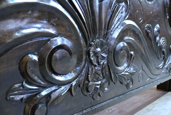 Dark Conquista Bed, Spanish Colonial Bed, Hand Carved Bed