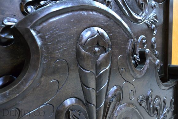 Dark Conquista Bed, Spanish Colonial Bed, Hand Carved Bed