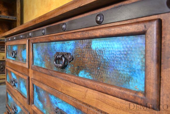 Alamo Dresser with Copper, Spanish Dresser, Copper Patina Dresser