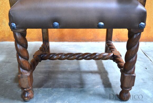 Spanish Dining Chairs, Hand Carved Spanish Chairs, Leather Chairs