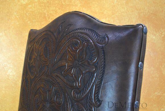 Spanish Dining Chairs, Hand Carved Spanish Chairs, Leather Chairs