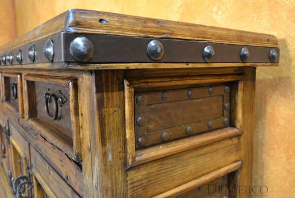 Long Antigua Buffet, Metal Buffet Table, Spanish Buffet Table