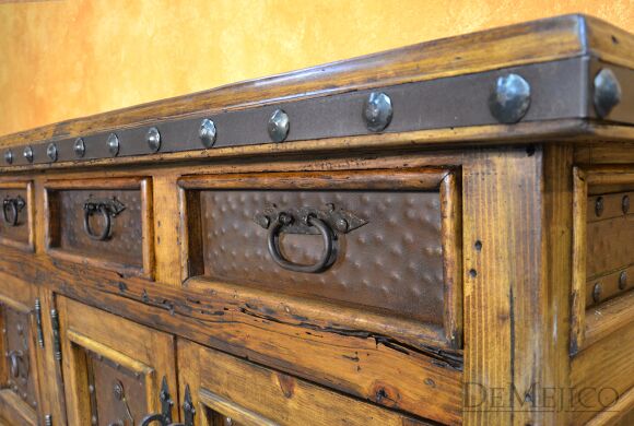 Long Antigua Buffet, Metal Buffet Table, Spanish Buffet Table