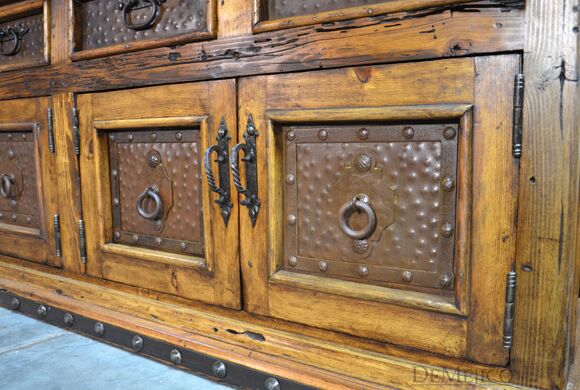 Long Antigua Buffet, Metal Buffet Table, Spanish Buffet Table