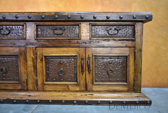 Long Antigua Buffet, Metal Buffet Table, Spanish Buffet Table