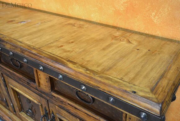 Long Antigua Buffet, Metal Buffet Table, Spanish Buffet Table