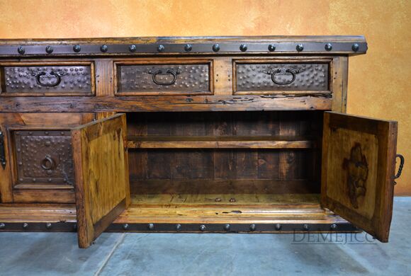 Long Antigua Buffet, Metal Buffet Table, Spanish Buffet Table