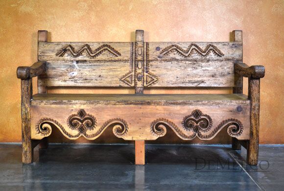 Banca Guadalajara, Spanish Colonial Bench, Spanish Carved Bench, Outdoor Patio Bench