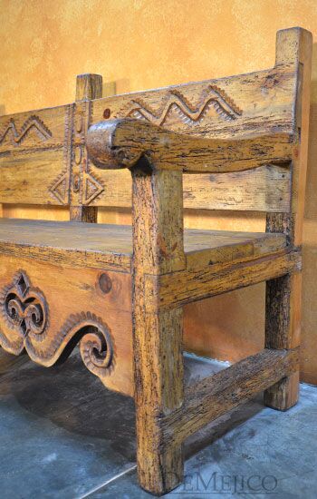 Banca Guadalajara, Spanish Colonial Bench, Spanish Carved Bench, Outdoor Patio Bench