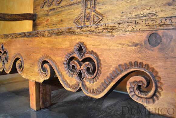 Banca Guadalajara, Spanish Colonial Bench, Spanish Carved Bench, Outdoor Patio Bench