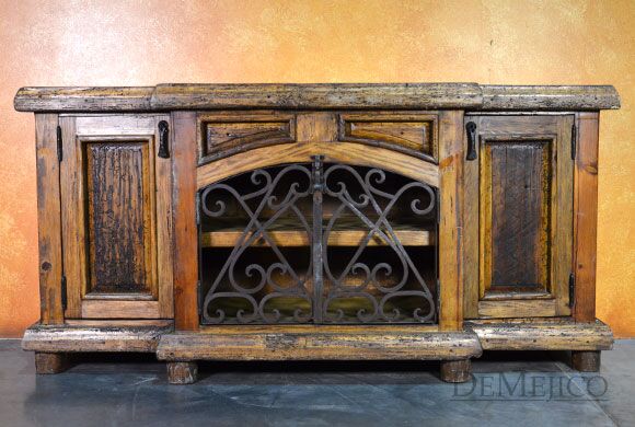 Espanola Cabinet with Iron, Old World Buffet Table