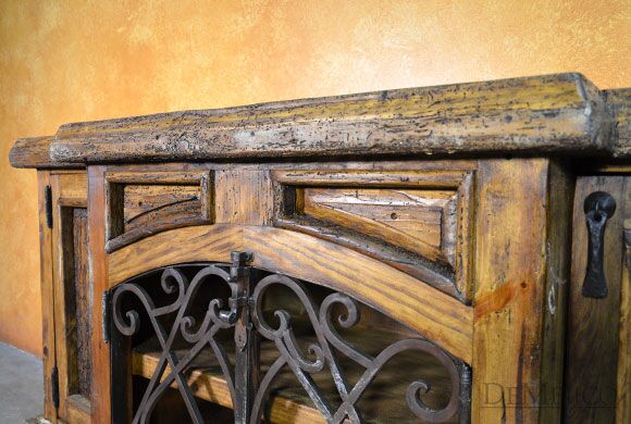 Espanola Cabinet with Iron, Old World Buffet Table