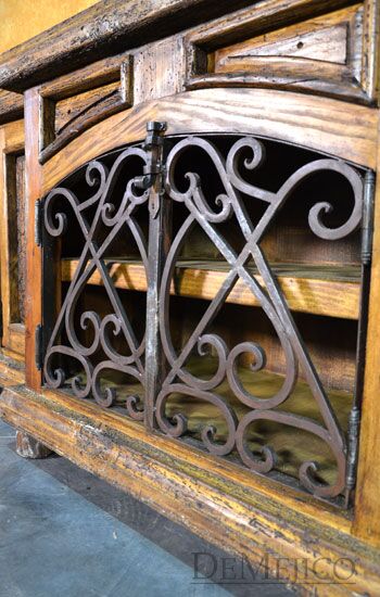 Espanola Cabinet with Iron, Old World Buffet Table