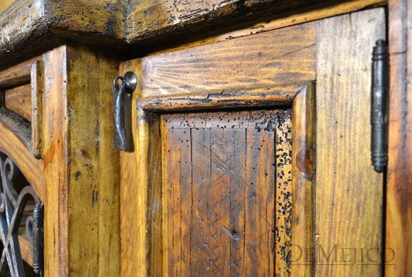 Espanola Cabinet with Iron, Old World Buffet Table