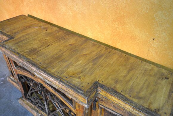 Espanola Cabinet with Iron, Old World Buffet Table