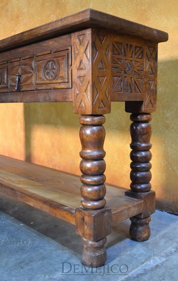 Large Indonesia Sofa Console Table, Mediterranean Carved Console