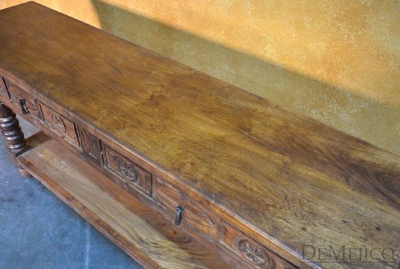 Large Indonesia Sofa Console Table, Mediterranean Carved Console