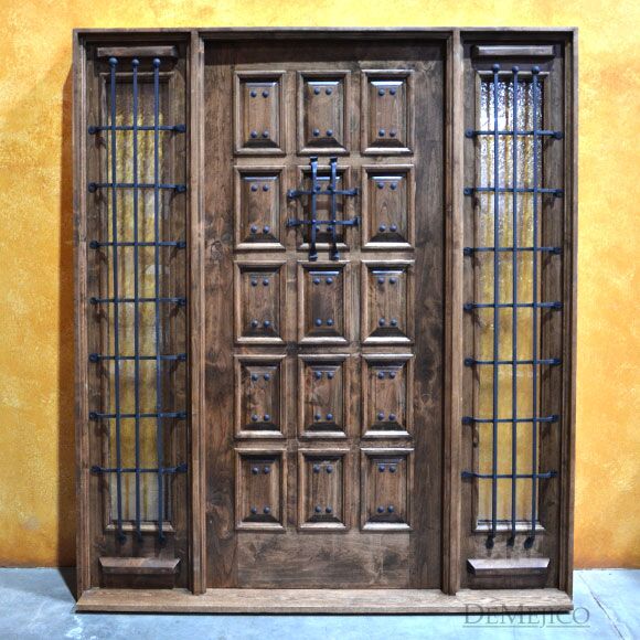 Puerta Montesario, Mediterranean Entry Doors, Spanish Panel Door, Rustic Sidelight Door