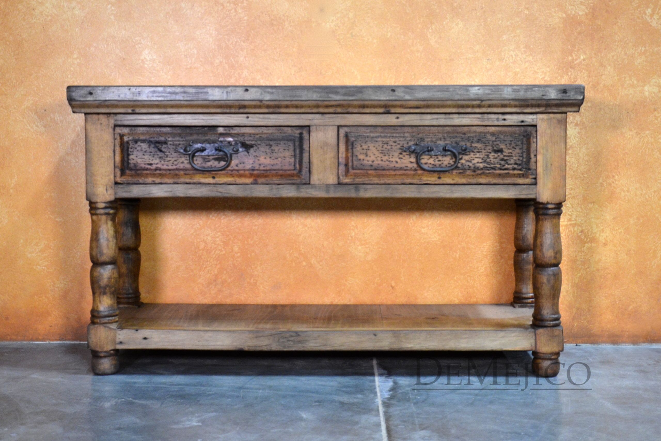 Old Wood Consola Misión, Spanish Console Table - Demejico
